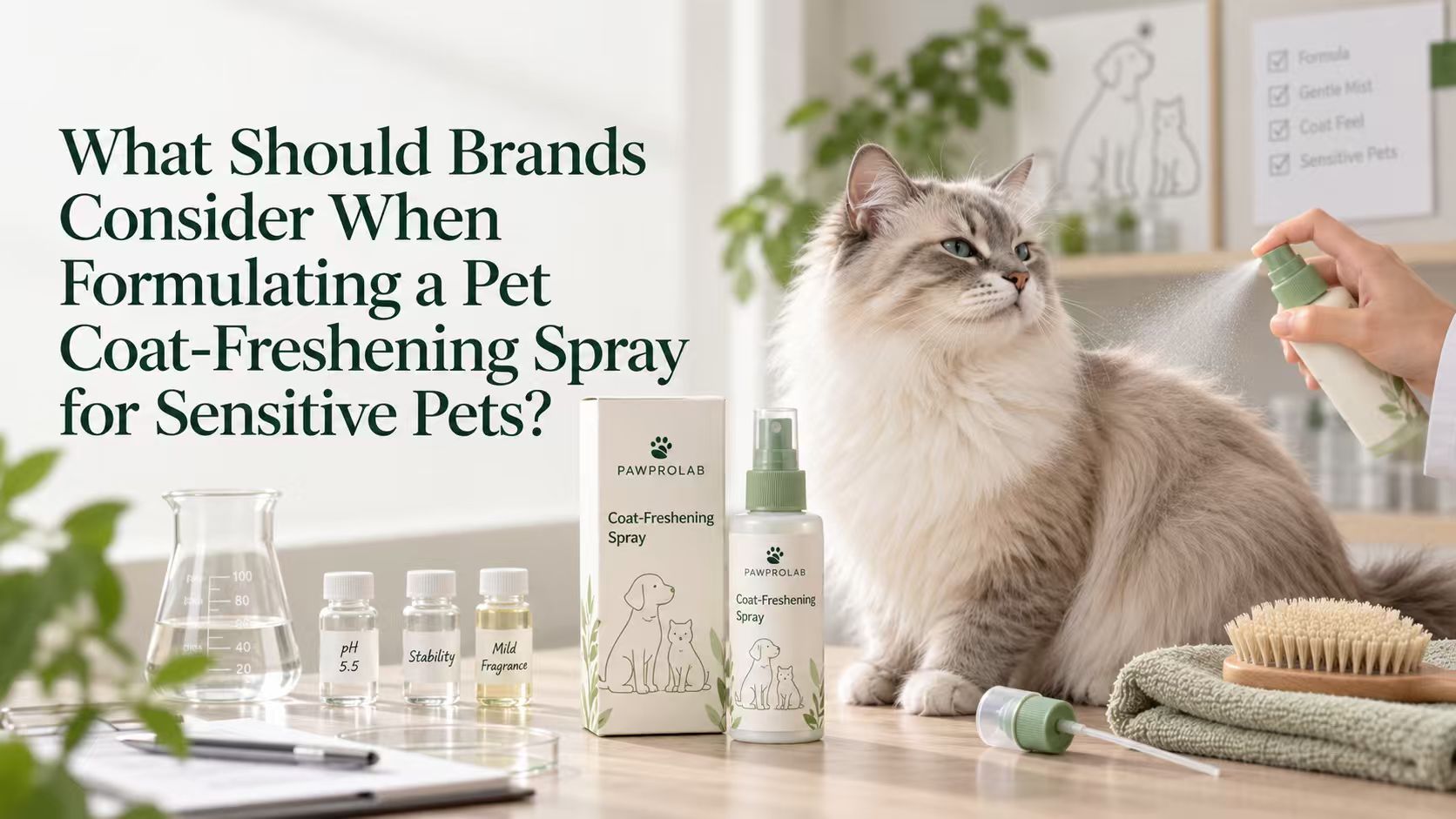 What Should Brands Consider When Formulating a Pet Coat-Freshening Spray for Sensitive Pets?